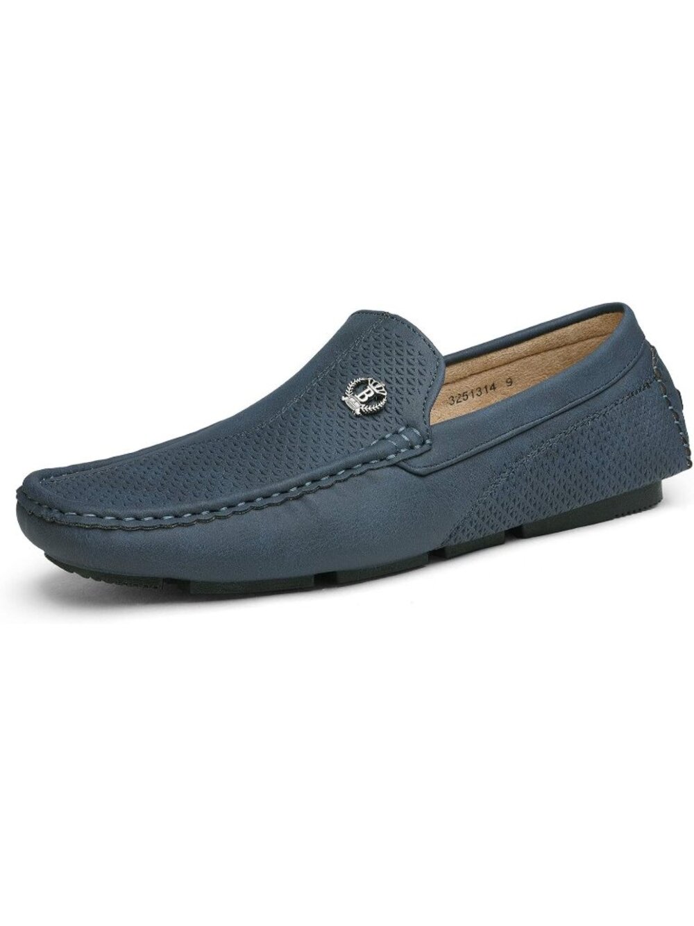 Bruno Marc Men's Navy Round Toe Slip On Faux Leather Casual Moccasins Loafers